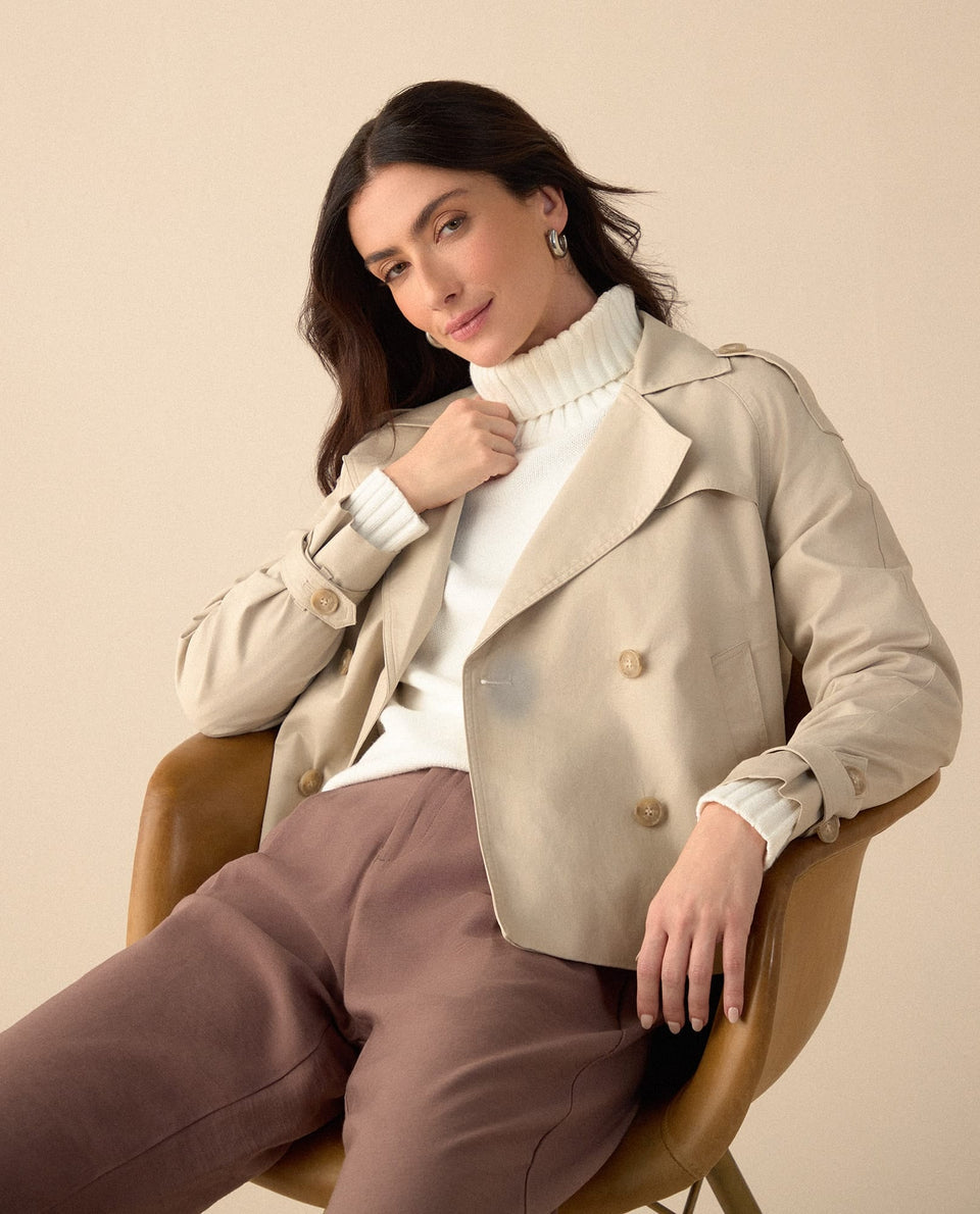 Chaqueta con cuello de solapa para mujer - Beige 34_120G915_BEI151216_5
