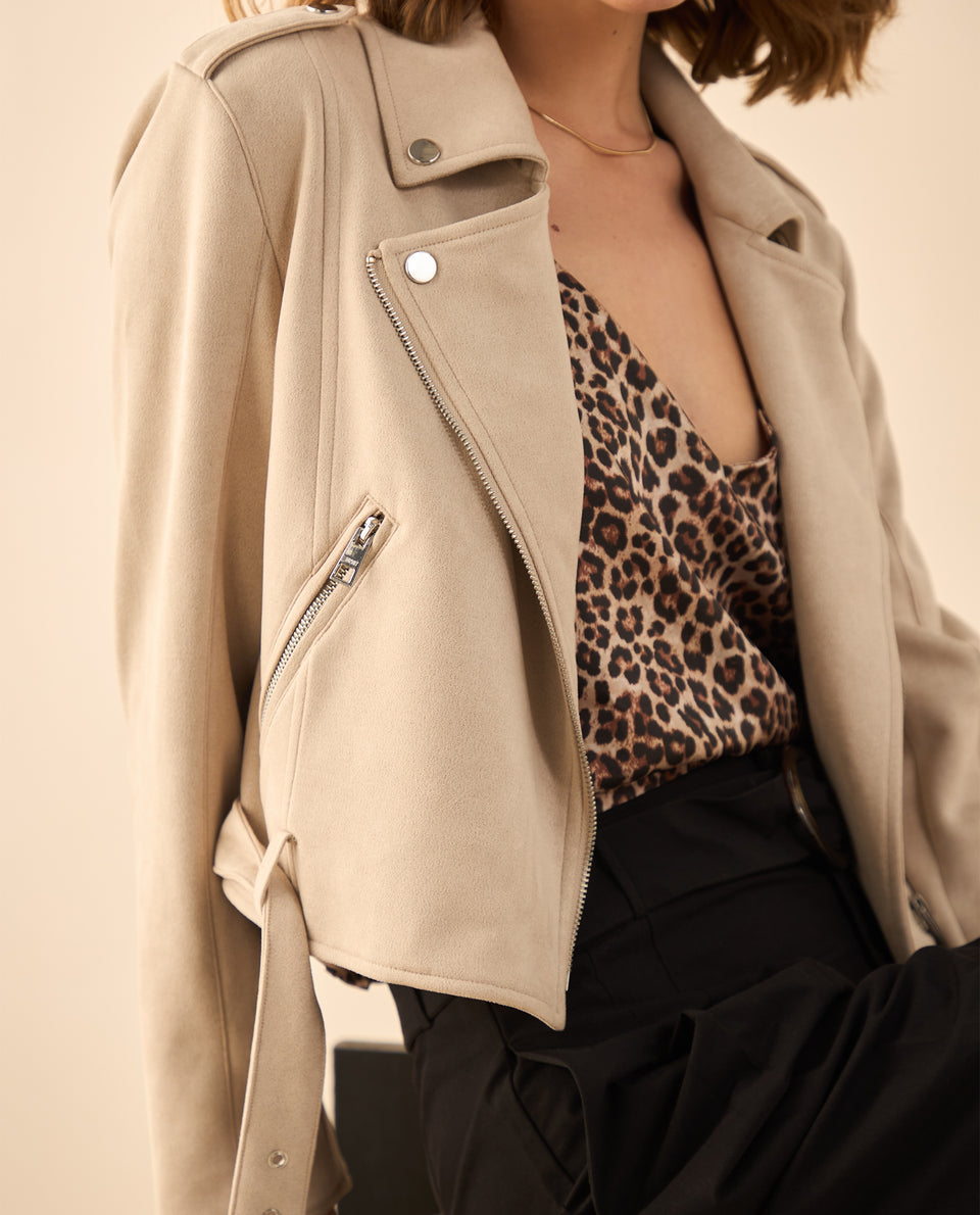 Chaqueta tipo biker en gamuza para mujer - Caqui 34_120G917_CAQ150719_3