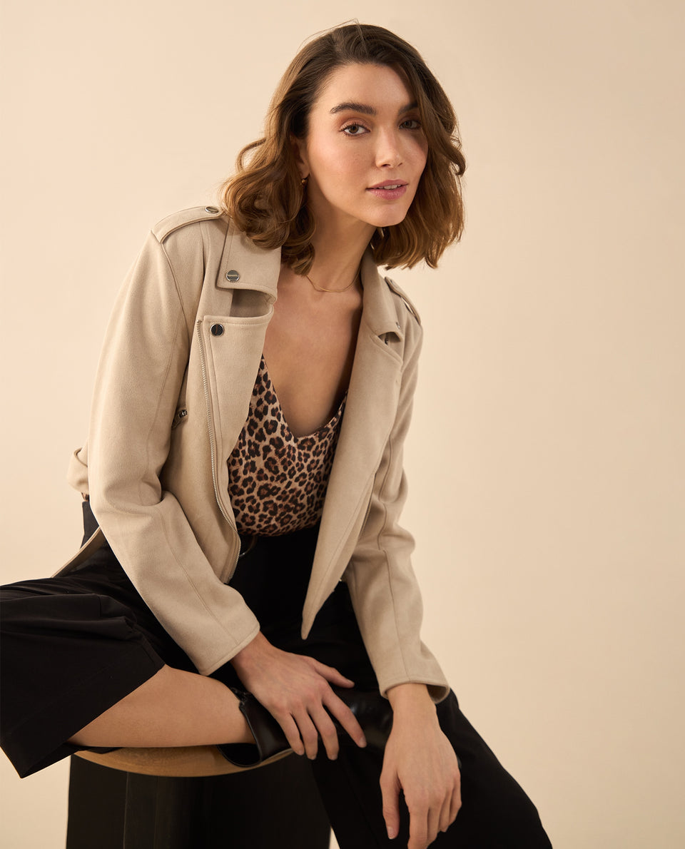 Chaqueta tipo biker en gamuza para mujer - Caqui 34_120G917_CAQ150719_7