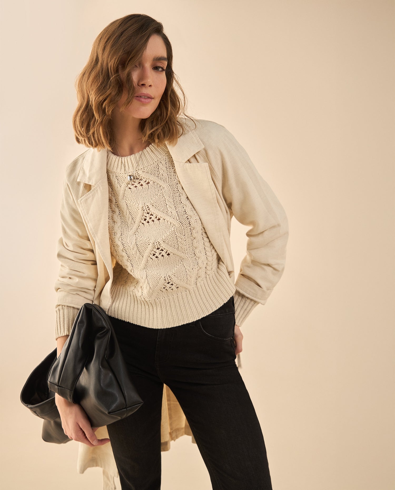 Chaqueta tipo abrigo para mujer - Blanco