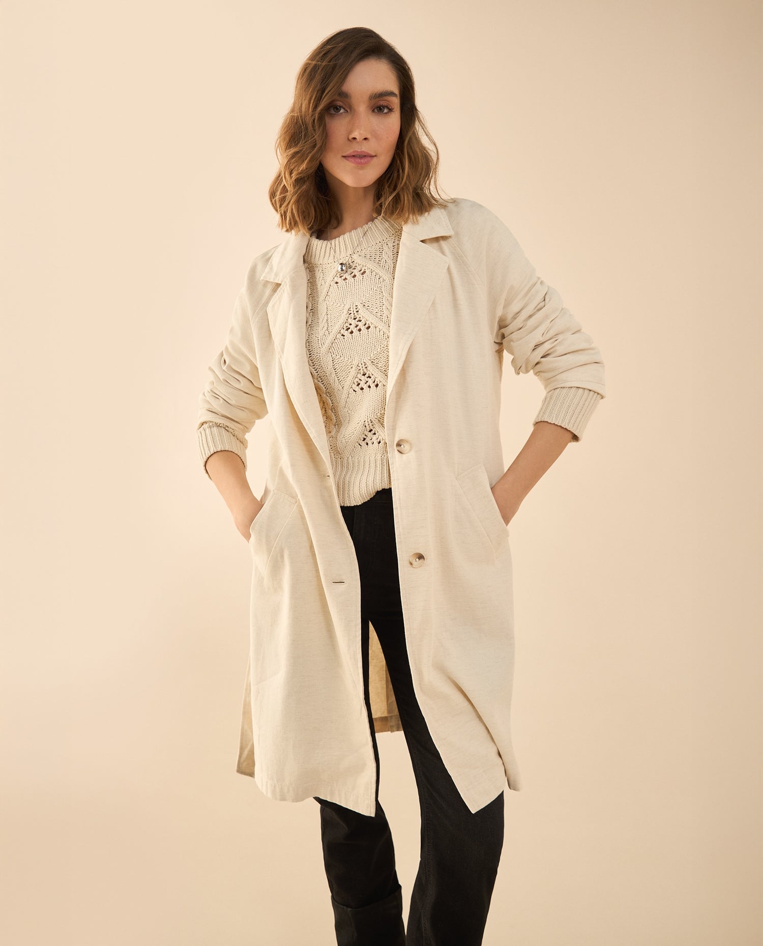 Chaqueta tipo abrigo para mujer - Blanco