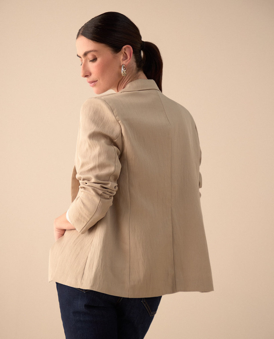 Blazer elegante de cuello solapa para mujer - Beige 34_121G200_BEI130607_4