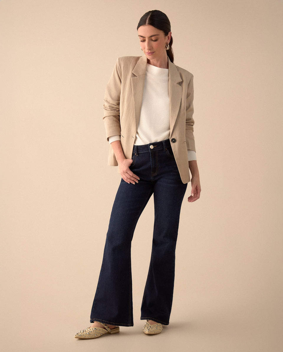 Blazer elegante de cuello solapa para mujer - Beige 34_121G200_BEI130607_5