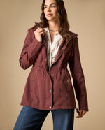 Chaqueta tipo trench con capucha ajustable - Café