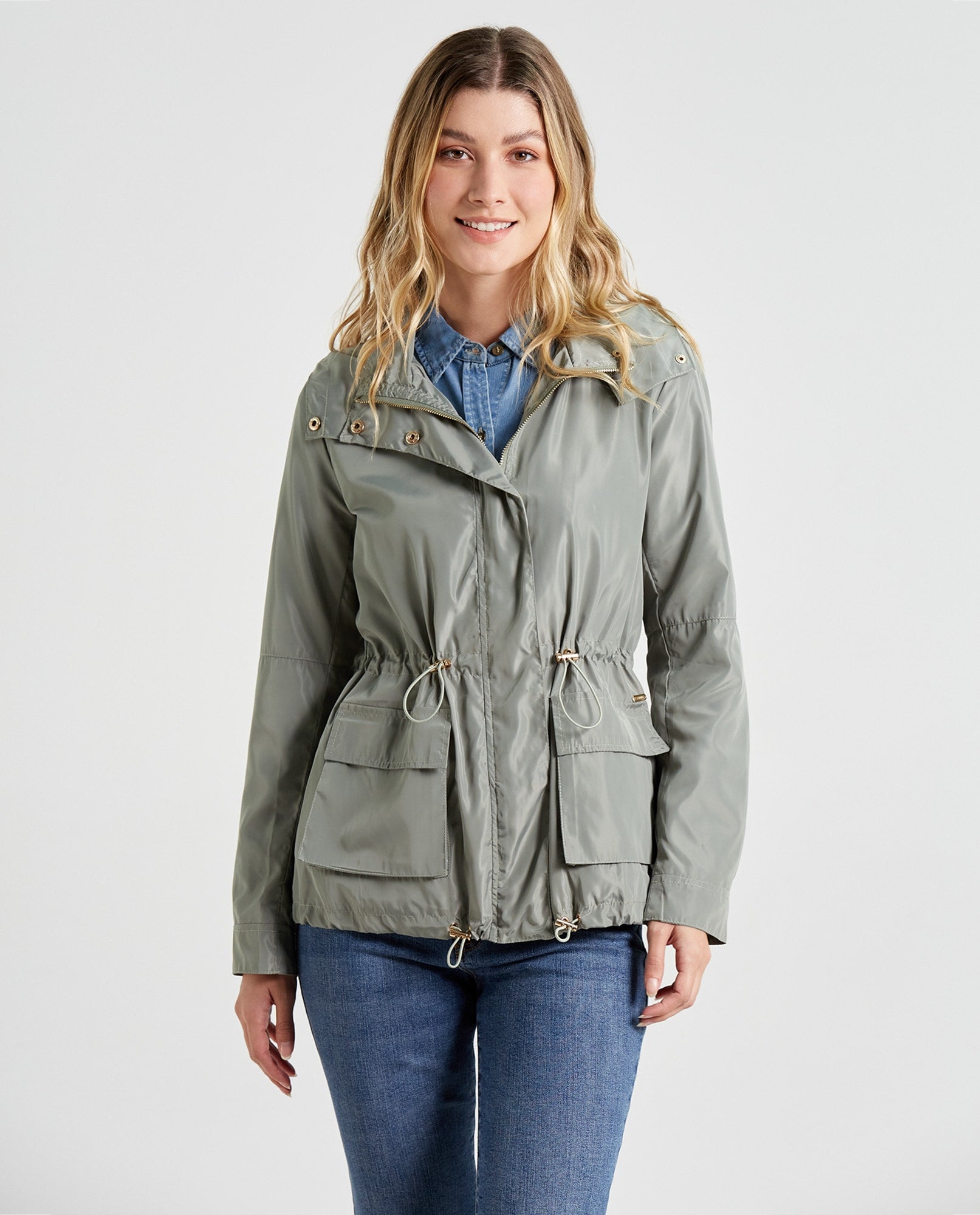 Chaqueta con capucha para mujer - Verde 34_122E201_A00962_3