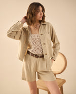 Chaqueta con ajuste de botones para mujer - Beige