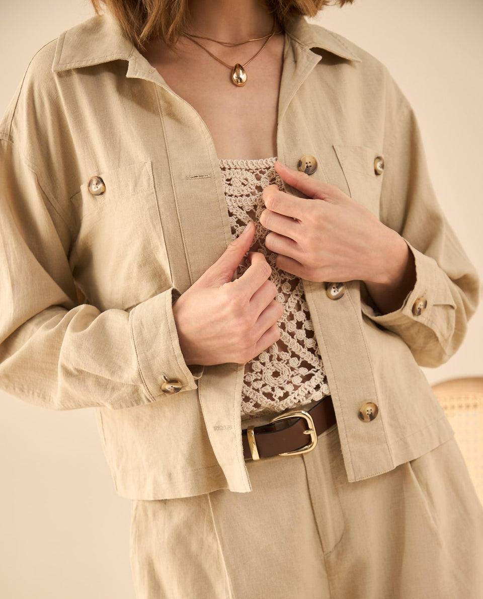 Chaqueta con ajuste de botones para mujer - Beige 34_122G000_BEI151307_5