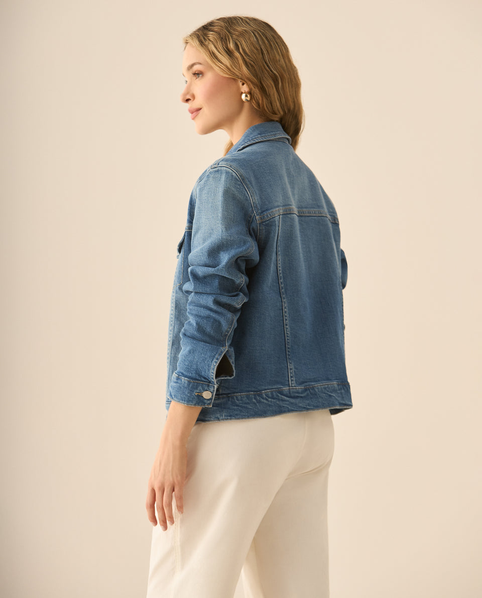 Chaqueta tipo Trucker en denim para mujer - Azul 34_123G003_AZU164019_4