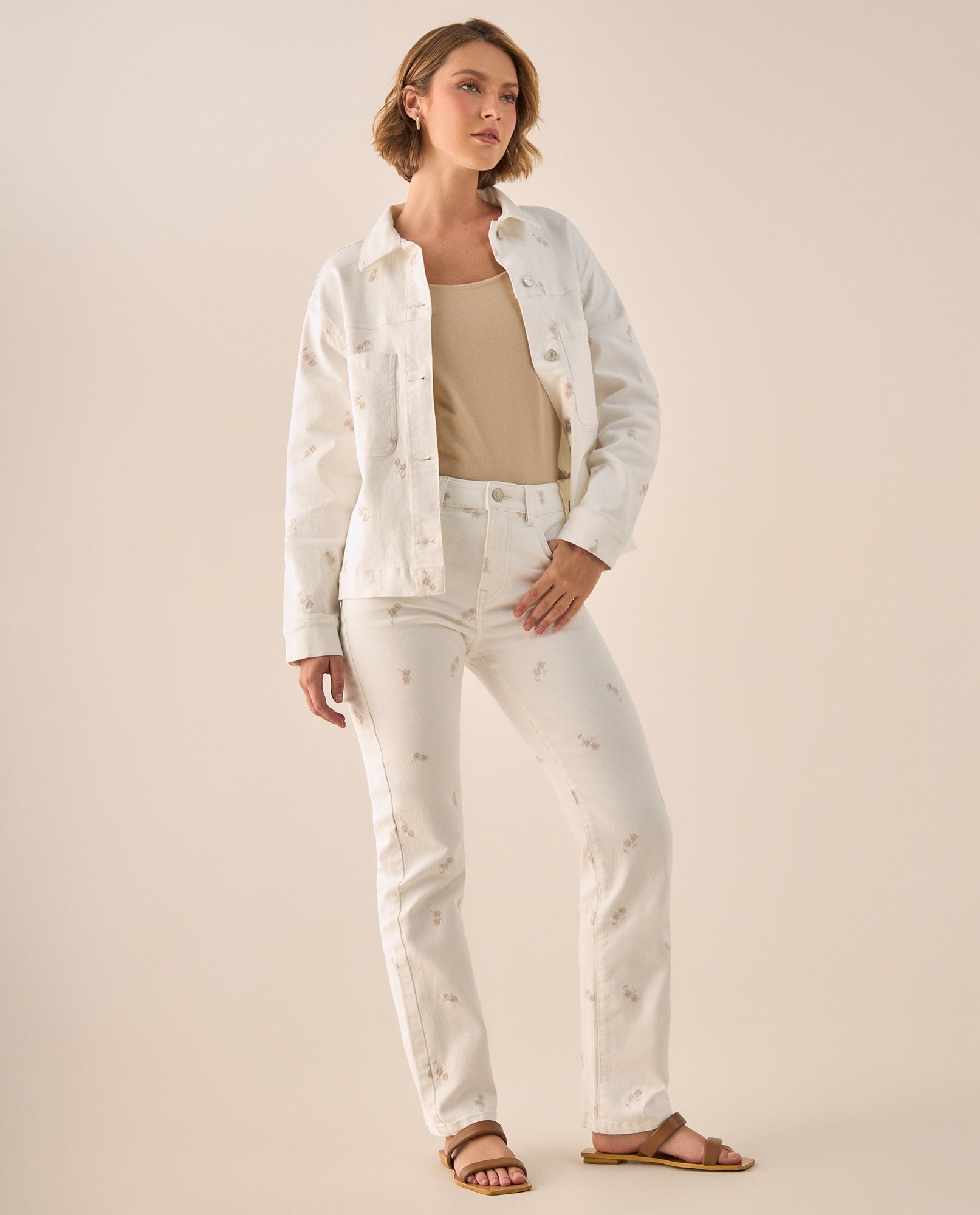 Chaqueta Crudo con Estampado Floral Sutil - Crudo 34_129G000_CRU110602_5