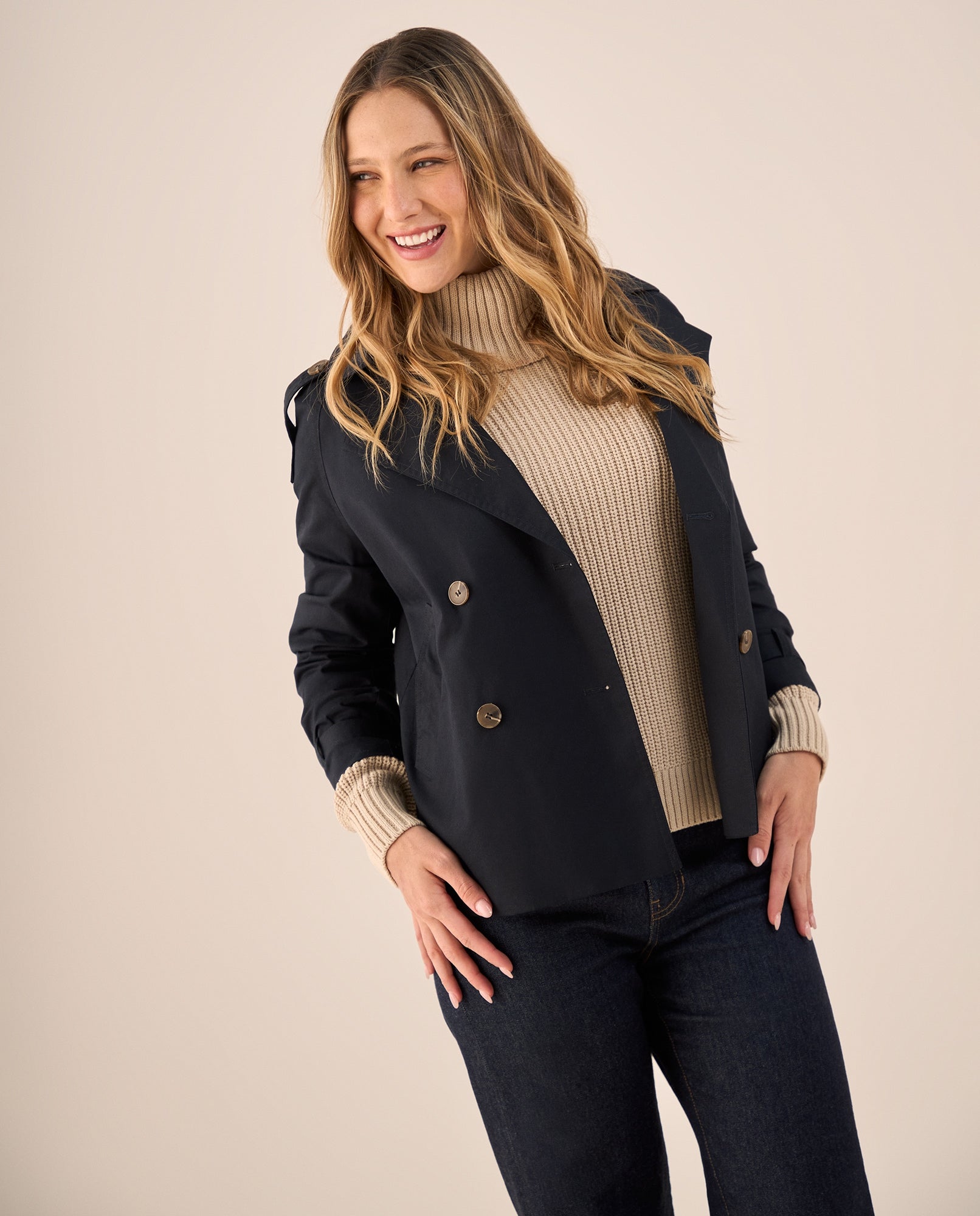 Trench Marrón con Doble Botonadura - Azul 34_129G700_AZU193924_0
