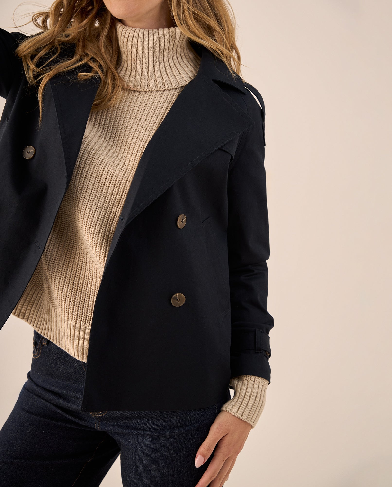 Trench Marrón con Doble Botonadura - Azul 34_129G700_AZU193924_3