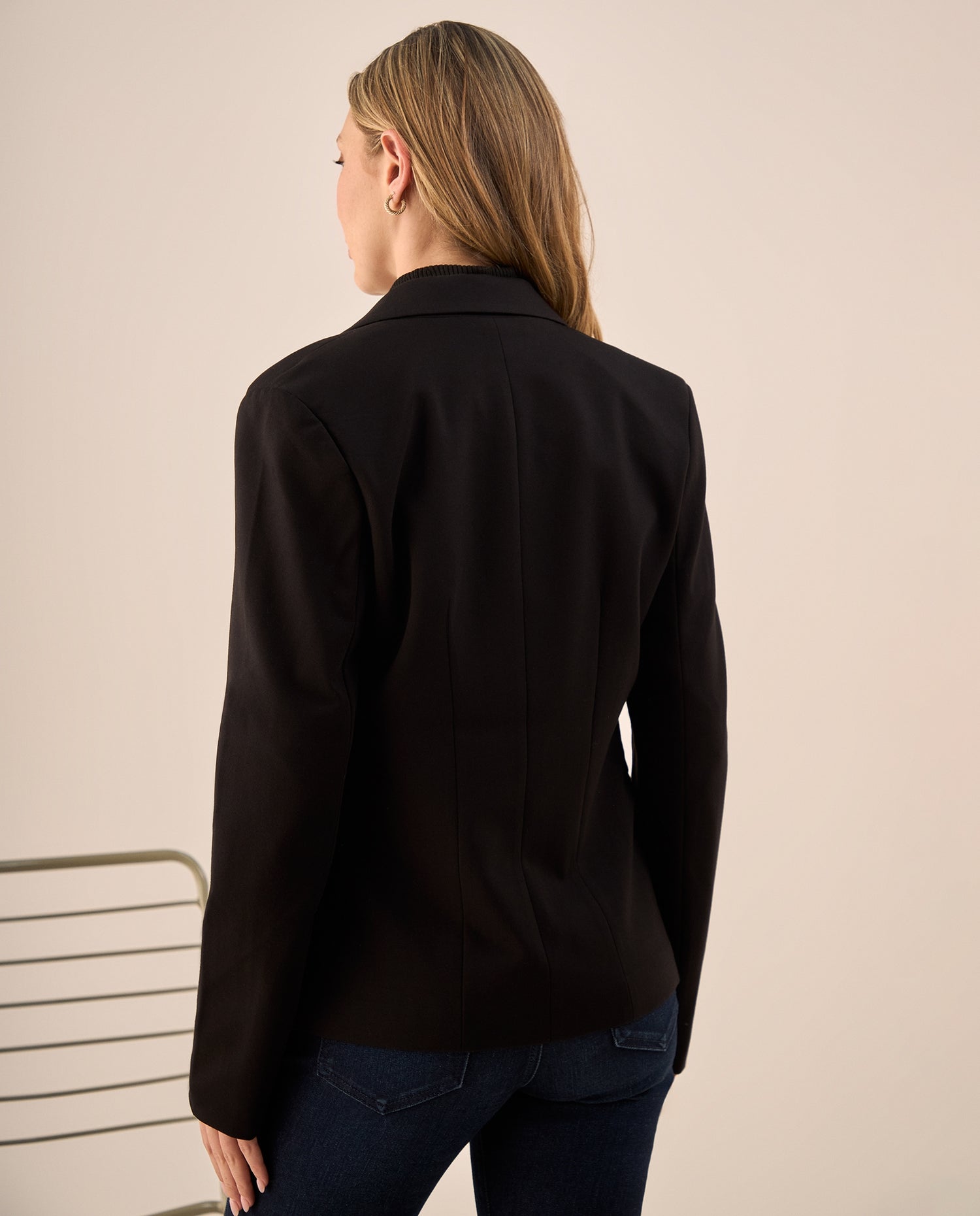 Blazer Azul Oscuro con Forro Interior - Negro