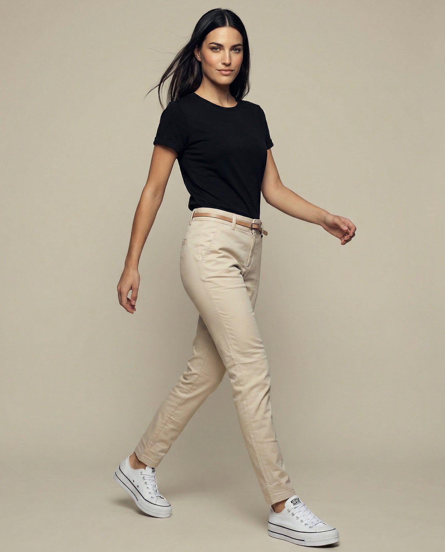 Pantalón tubo weekend corte estilizado - Beige