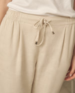 Pantalón con elástico en cintura para mujer - Beige