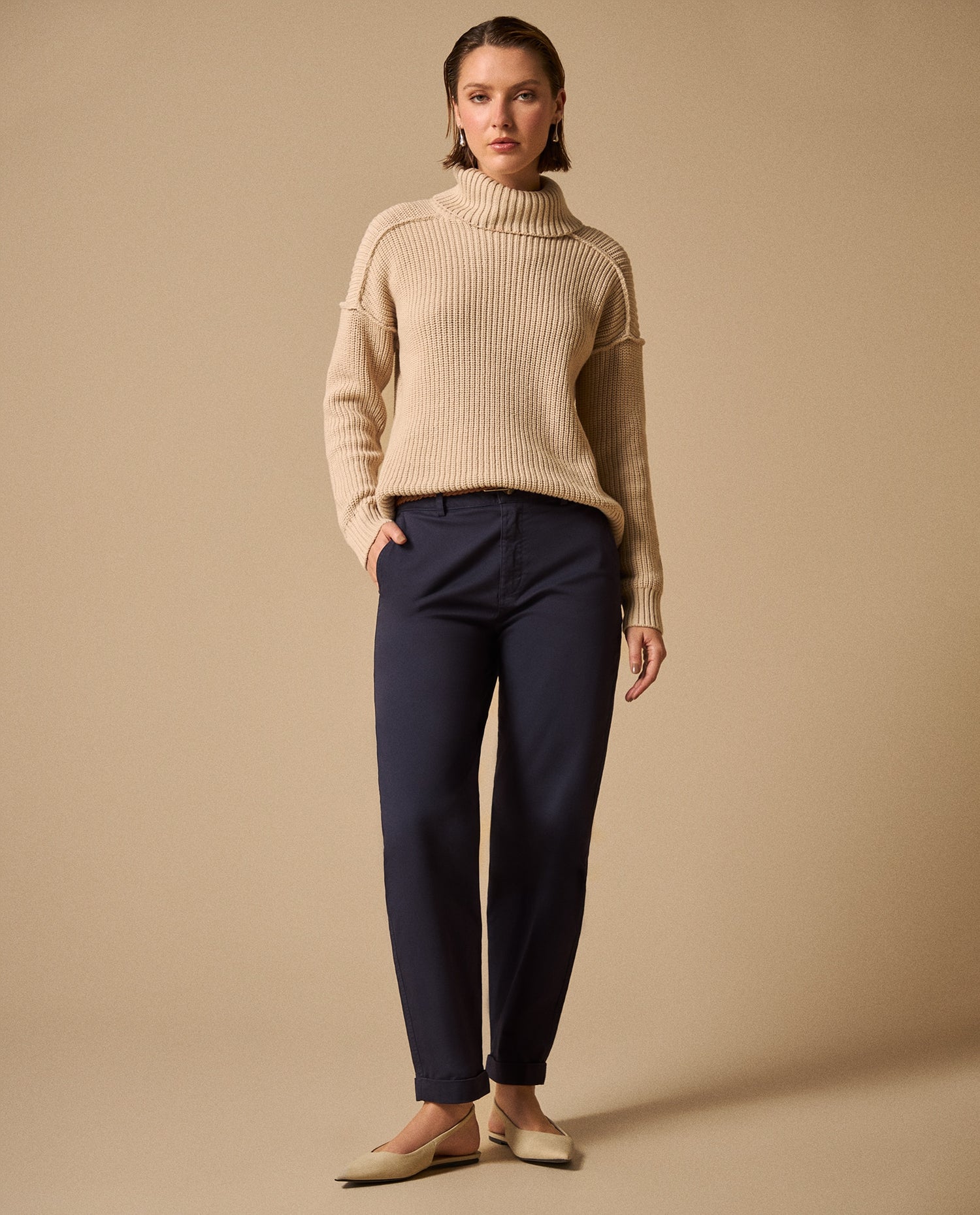 Pantalón elegante bota recta para mujer - Azul