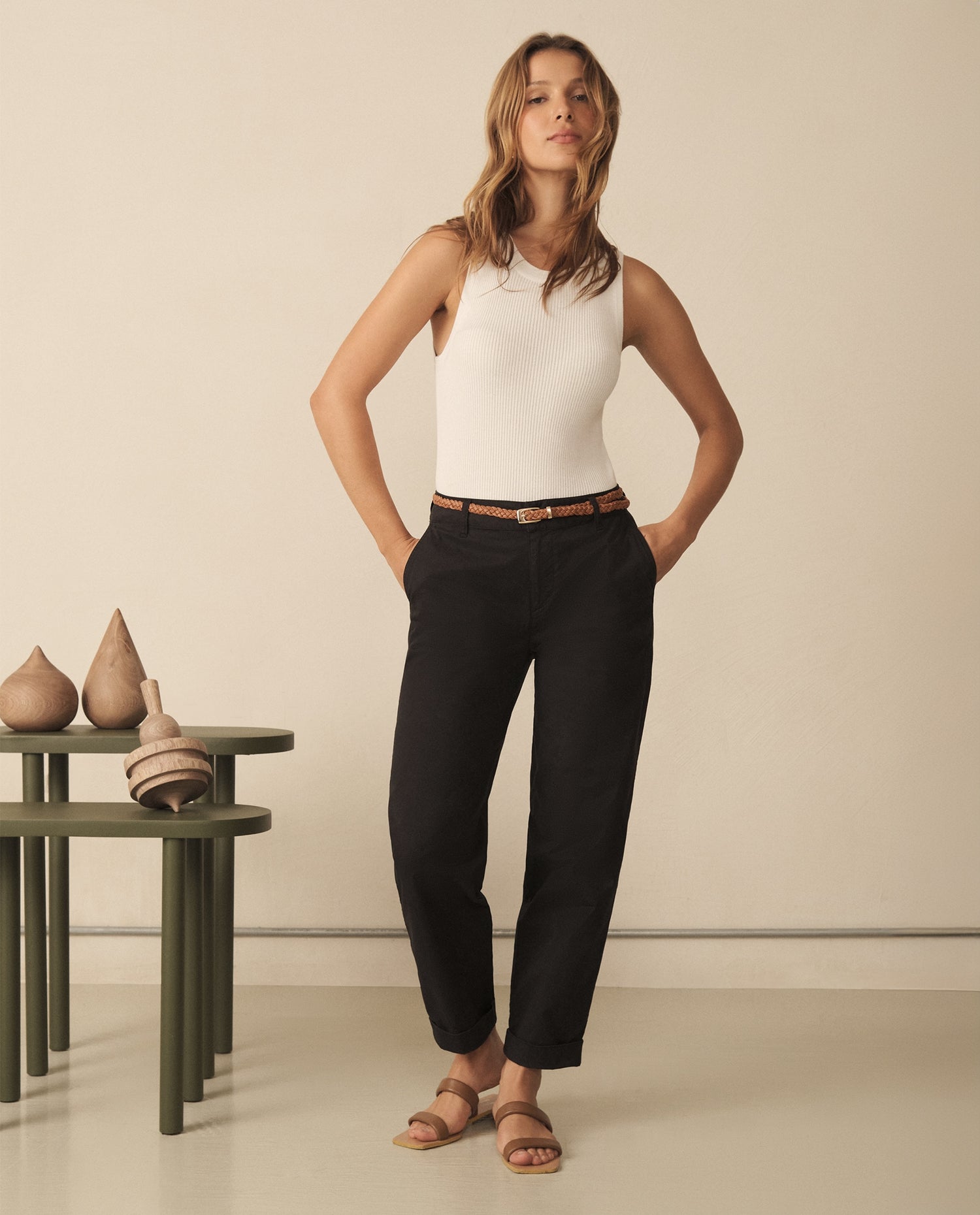 Pantalón elegante bota recta para mujer - Negro