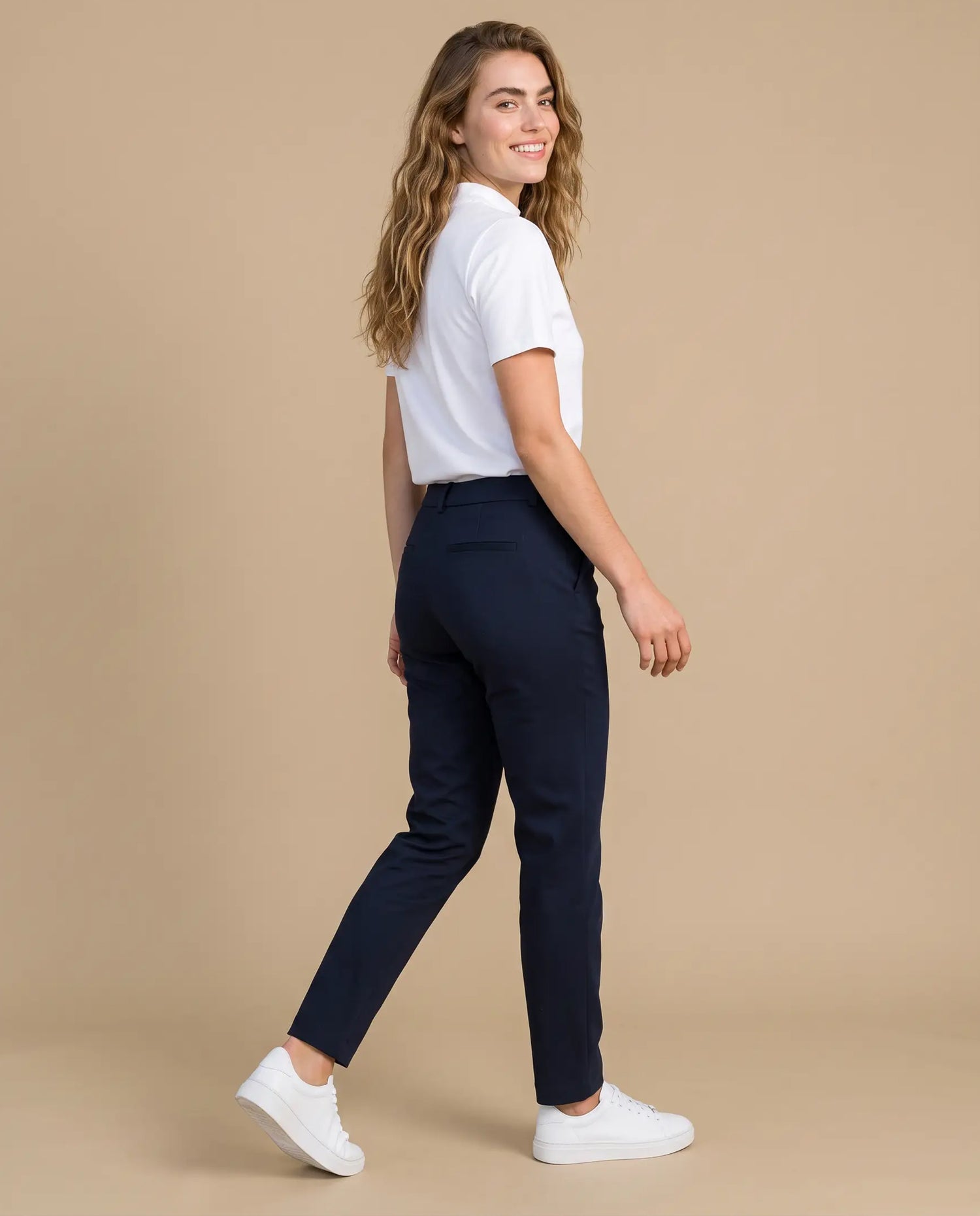 Pantalón chino tobillero silueta recta - Azul