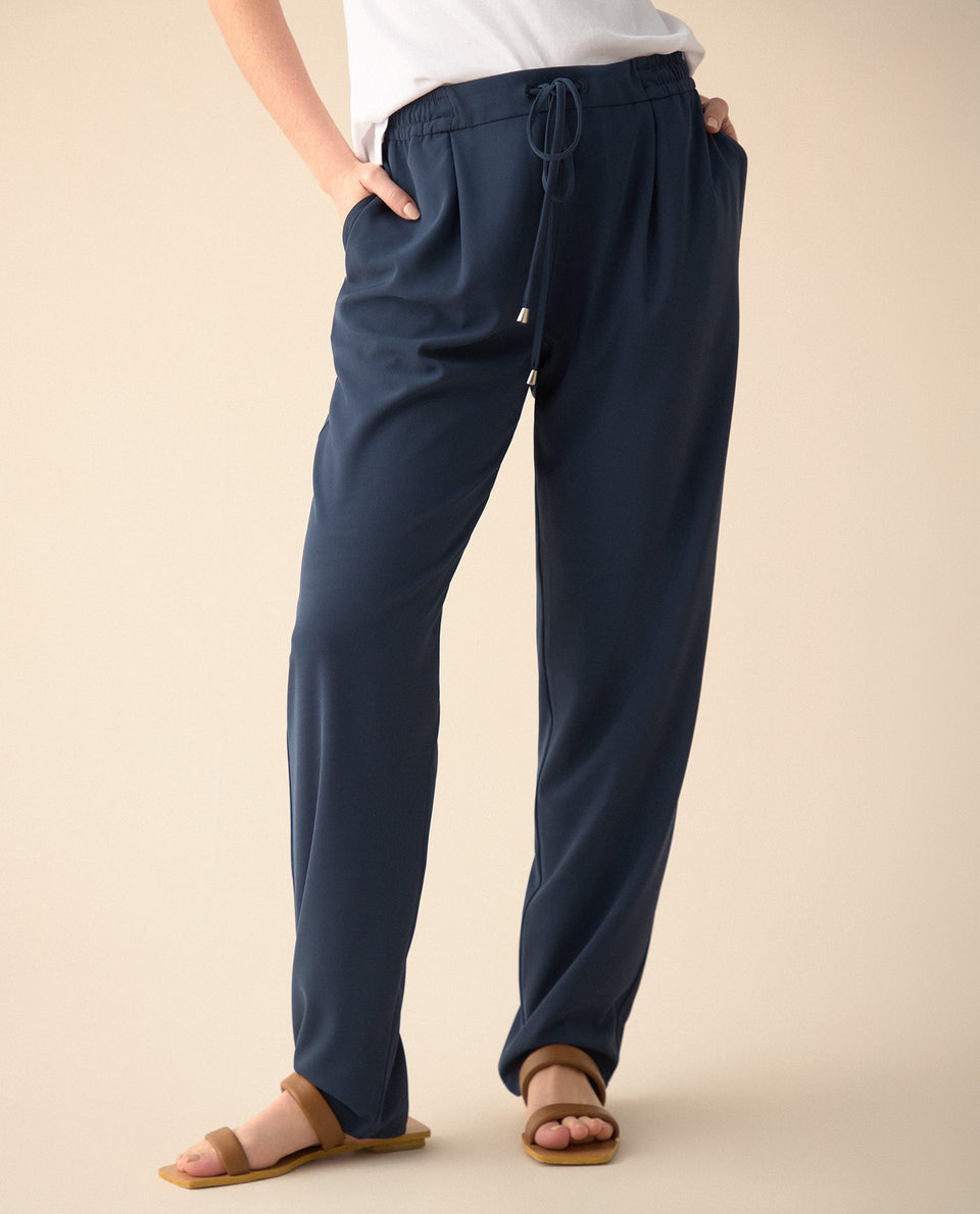 Pantalón elegante ajustable con cordón para mujer - Azul 34_130G915_AZU193832_3