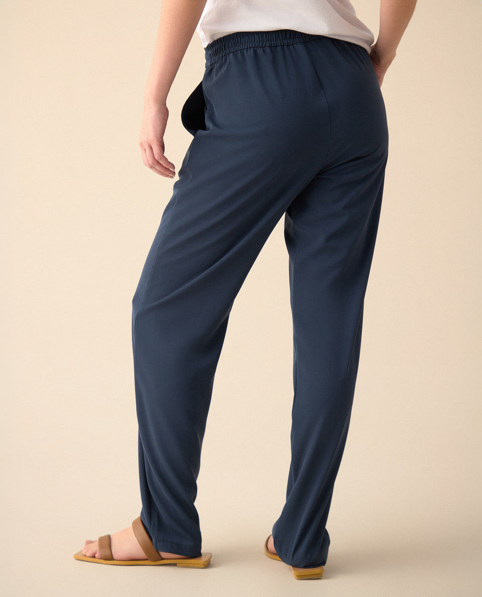 Pantalón elegante ajustable con cordón para mujer - Azul 34_130G915_AZU193832_4