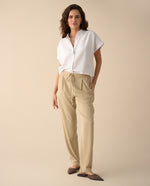 Pantalón elegante ajustable con cordón para mujer - Gris