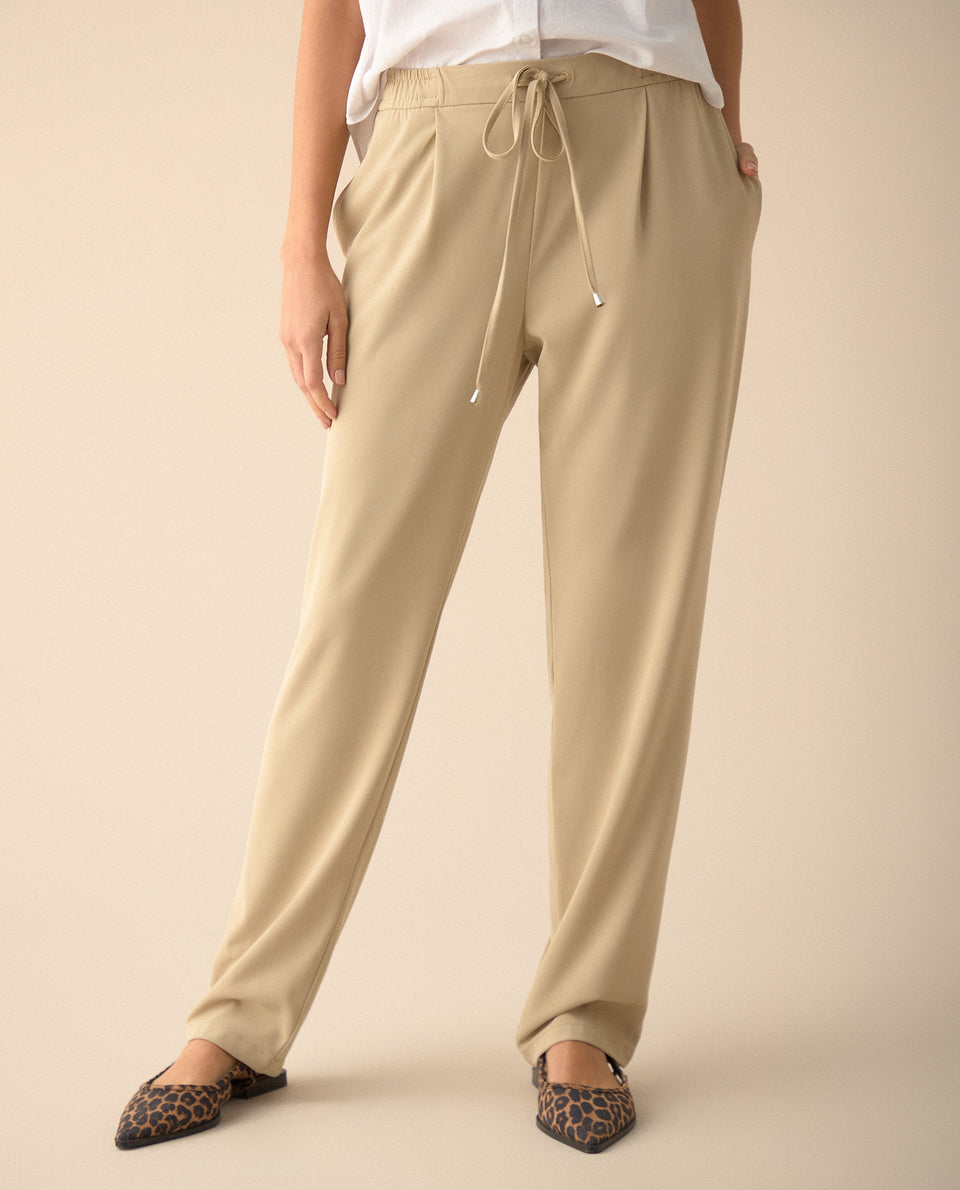 Pantalón elegante ajustable con cordón para mujer - Gris 34_130G915_GRI161305_3