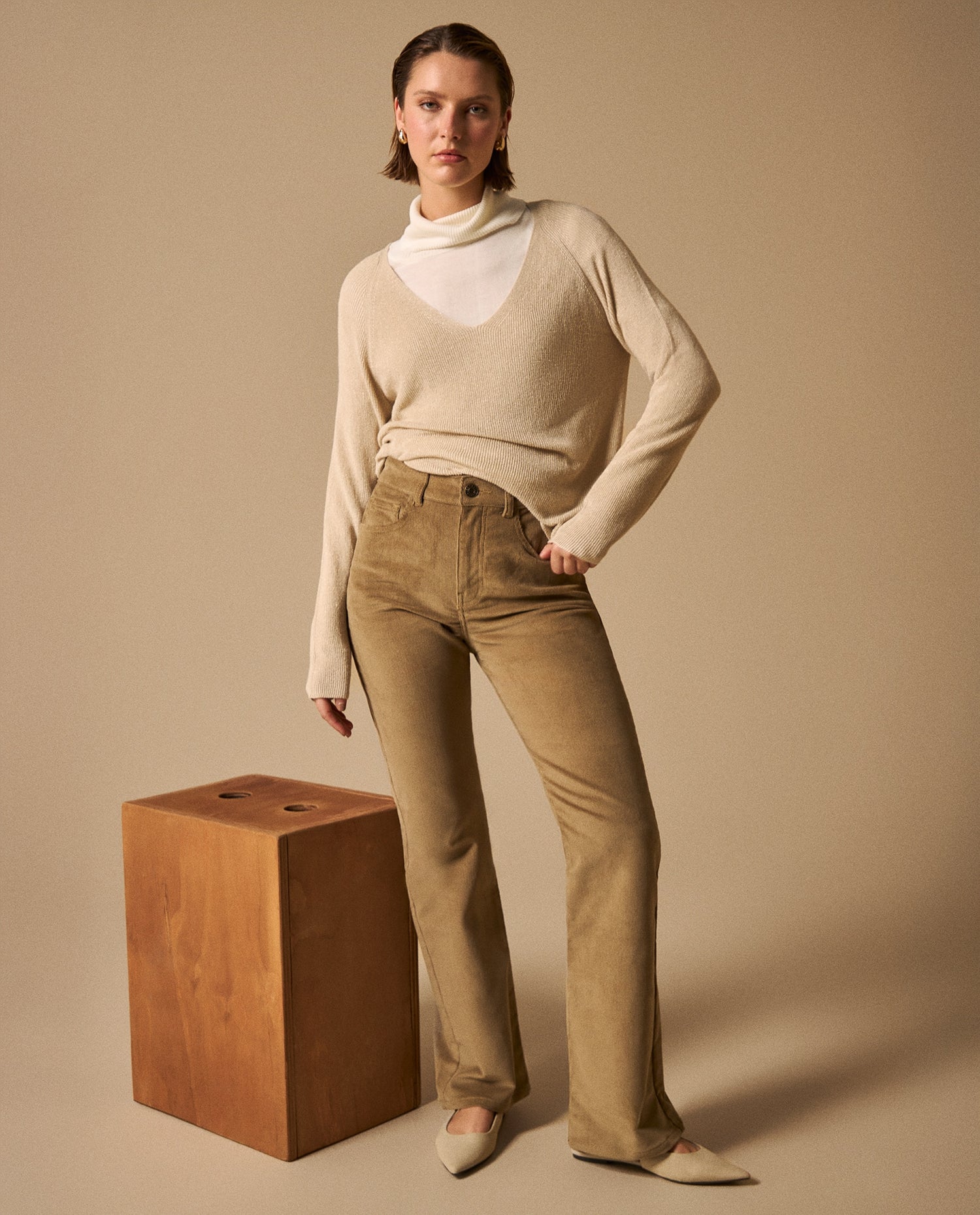 Pantalón Pana Boot Cut - Beige