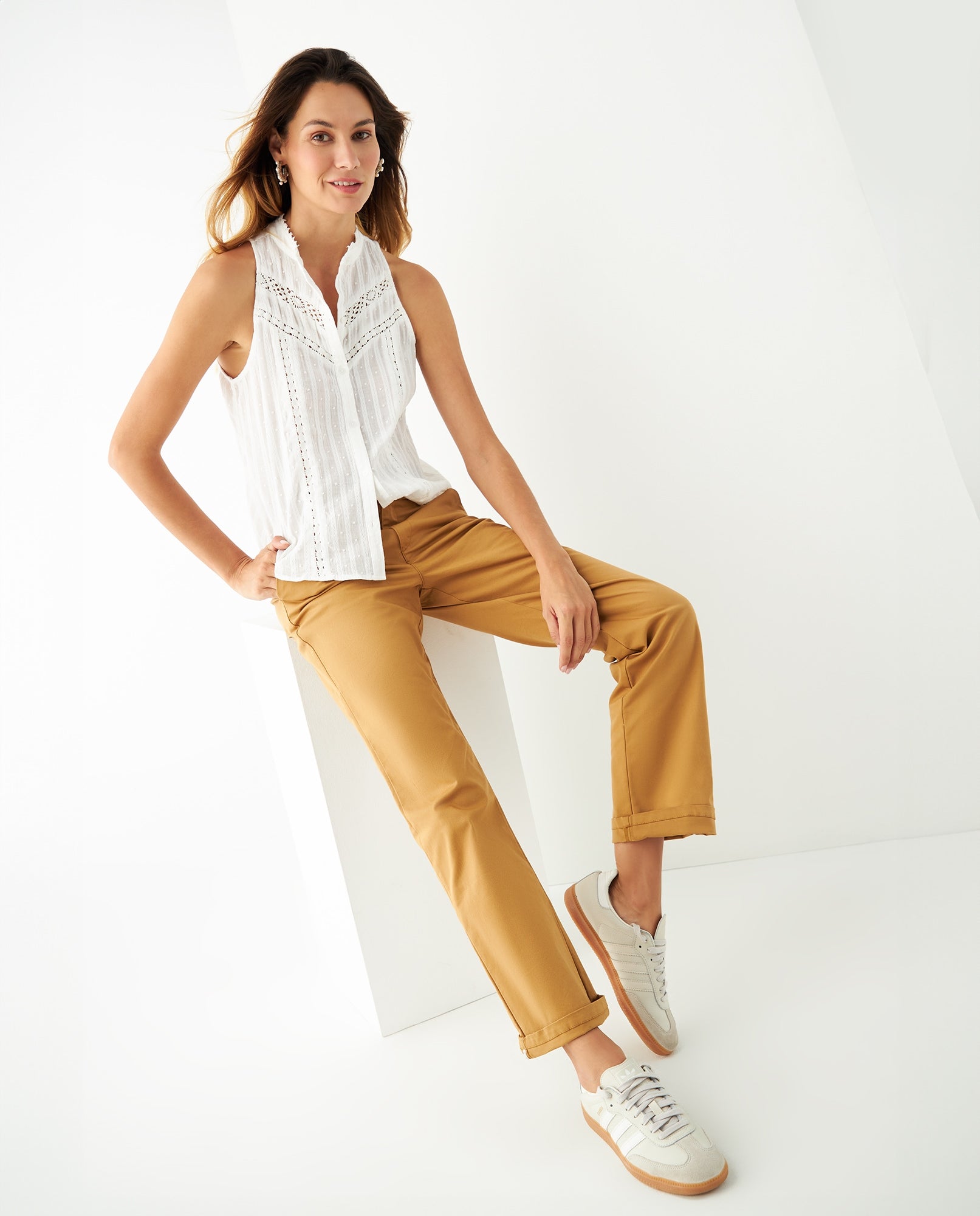 Pantalón recto para mujer - Café 34_131F002_CAF171044_0