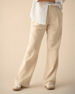 Pantalón de tela fluida para mujer - Crudo