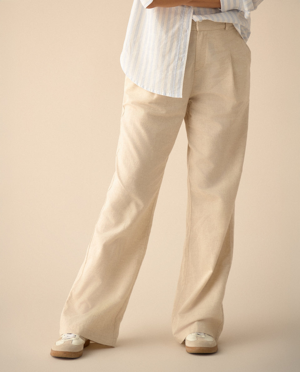 Pantalón de tela fluida para mujer - Crudo 34_131G000_CRU141106_3