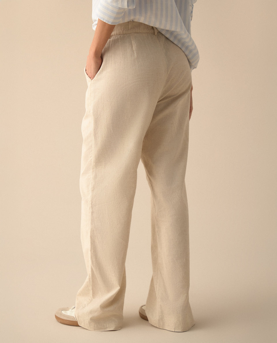 Pantalón de tela fluida para mujer - Crudo 34_131G000_CRU141106_4