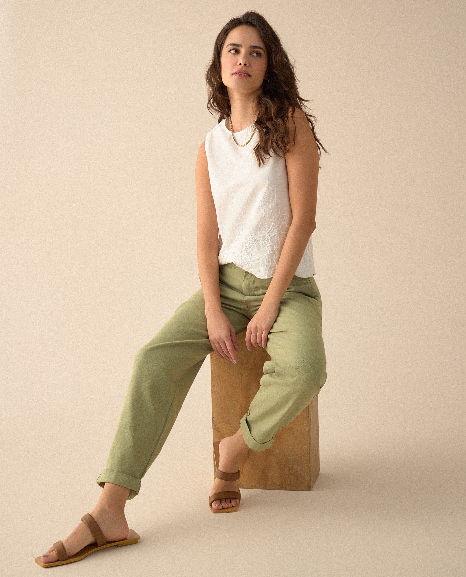 Pantalón Mom fit para mujer - Verde 34_131G001_VER170525_0