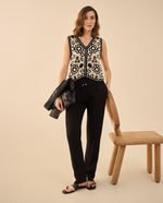 Pantalón de bota recta para mujer - Negro