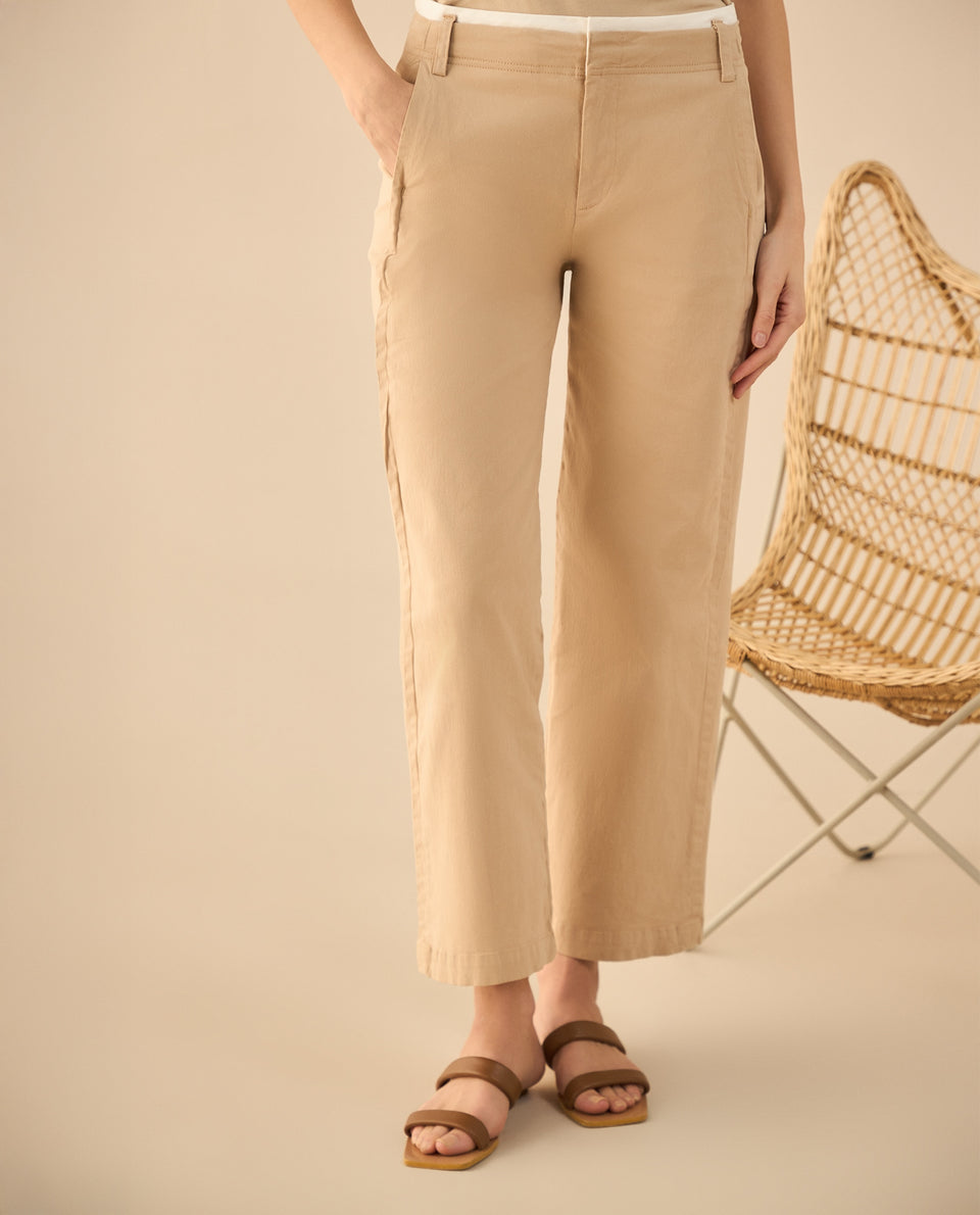 Pantalón con detalle de doble pretina para mujer - Beige 34_131G003_BEI141118_3