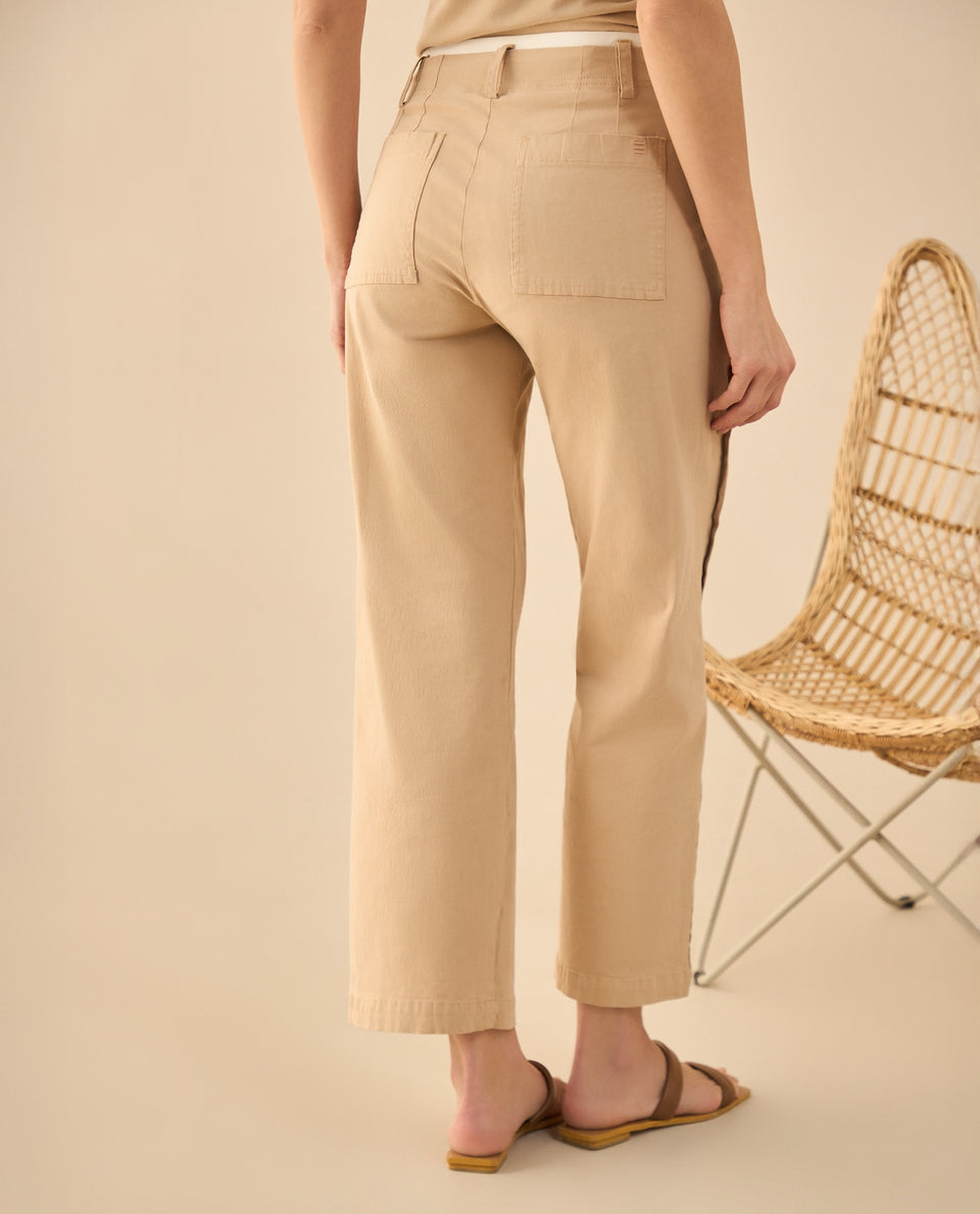 Pantalón con detalle de doble pretina para mujer - Beige 34_131G003_BEI141118_4