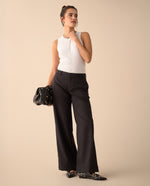 Pantalón de tela fluida para mujer - Negro