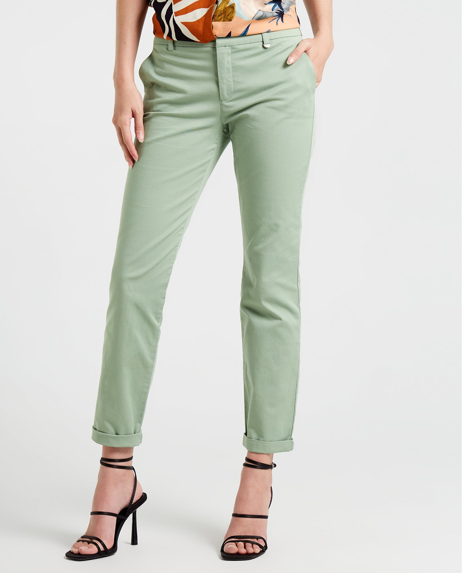 Pantalón con bolsillos diagonales para mujer - Verde