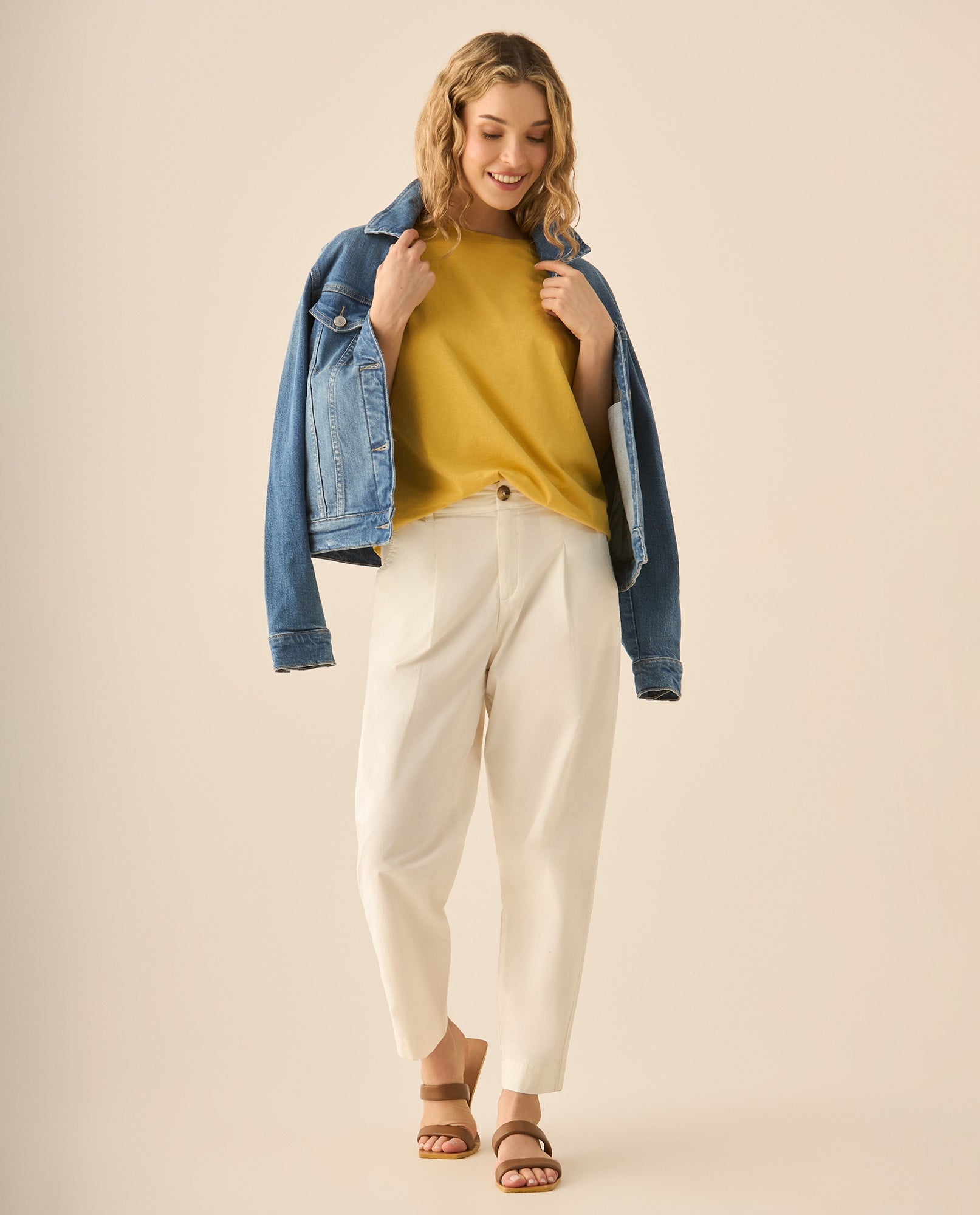 Pantalón bota recta para mujer - Blanco 34_133G004_BLA114202_0
