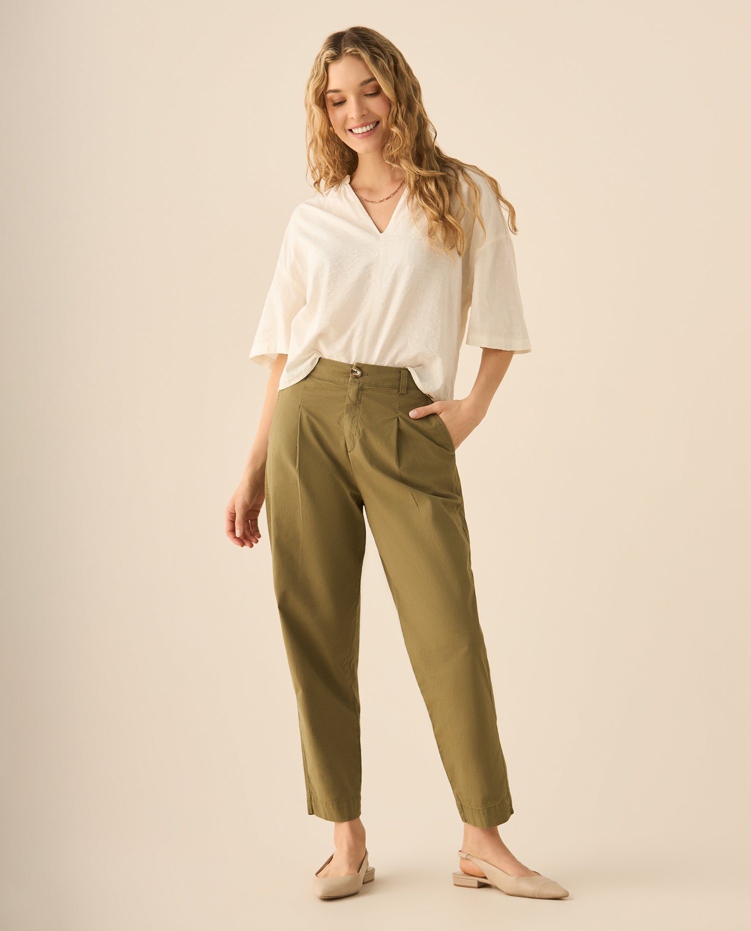 Pantalón bota recta para mujer - Verde