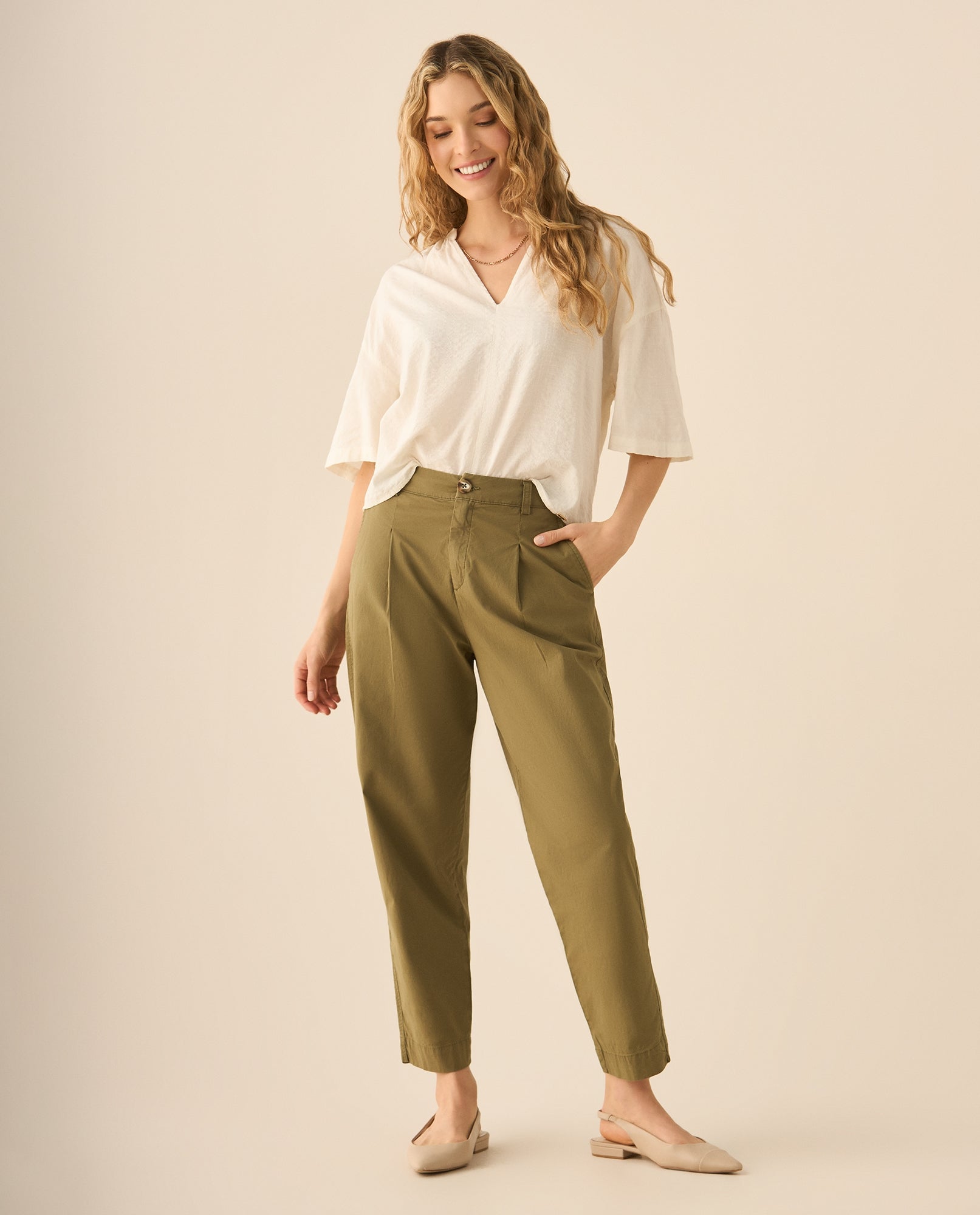 Pantalón bota recta para mujer - Verde 34_133G004_VER170627_0
