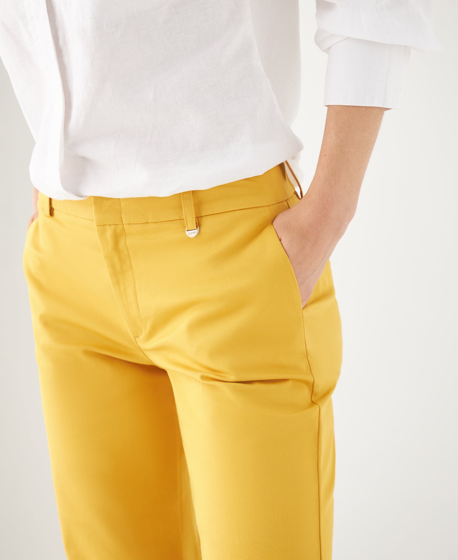 Pantalón con broche y cierre ocultos para mujer - Amarillo