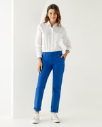 Pantalón con broche y cierre ocultos para mujer - Azul
