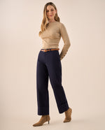 Pantalón Wide Leg con Dobladillo Amplio - Amarillo