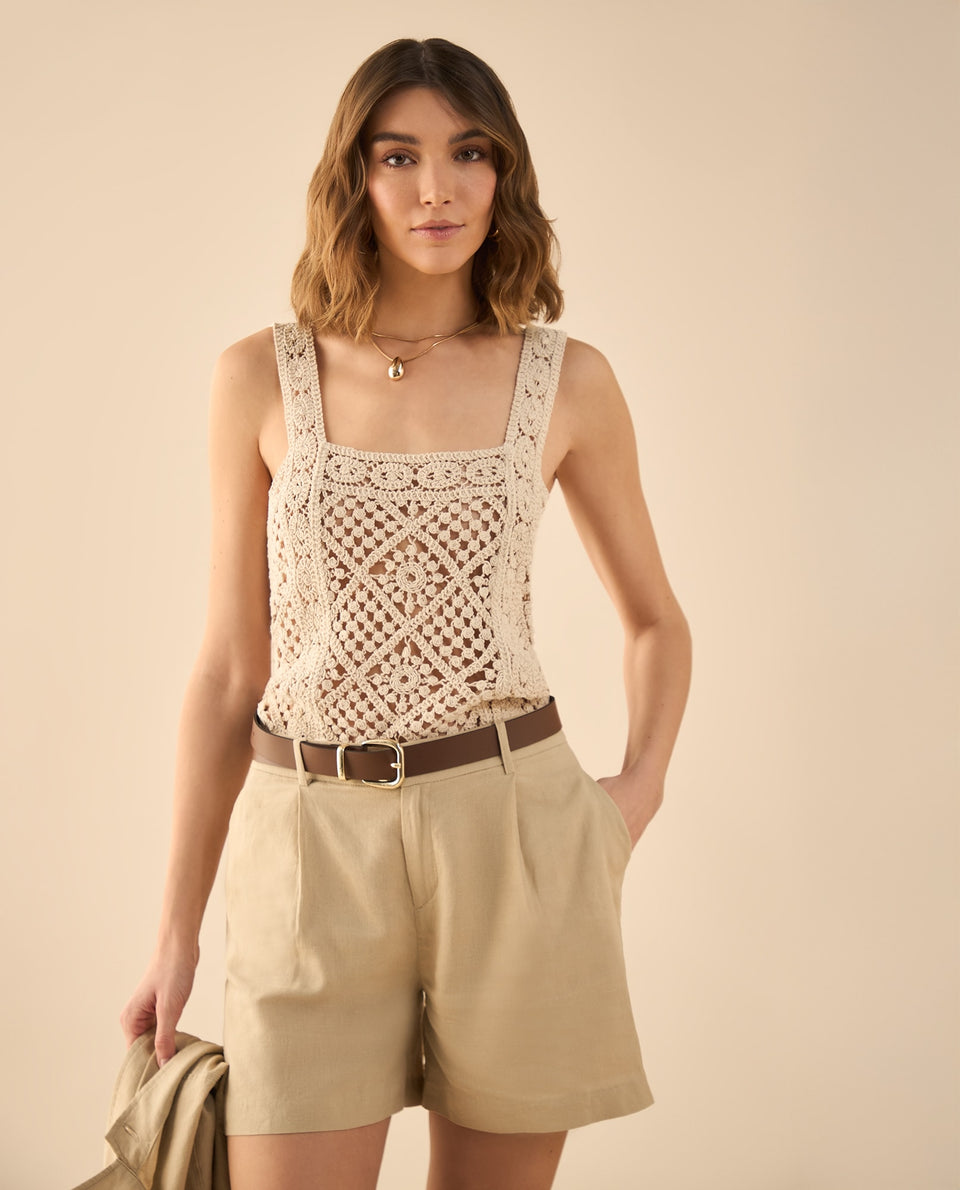 Short con elástico en cintura para mujer - Beige 34_152G000_BEI151307_5
