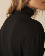 Buzo tejido de cuello alto para mujer - Negro