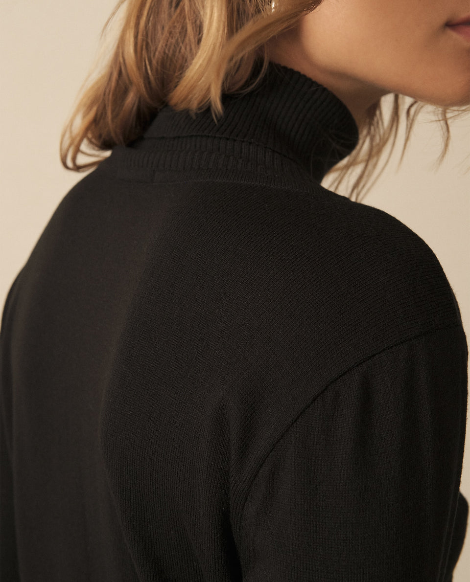 Buzo tejido de cuello alto para mujer - Negro 34_160G910_NEG193909_7