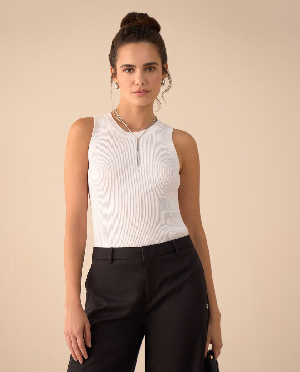 Camiseta tejida manga sisa para mujer - Crudo 34_160G912_CRU111001_3