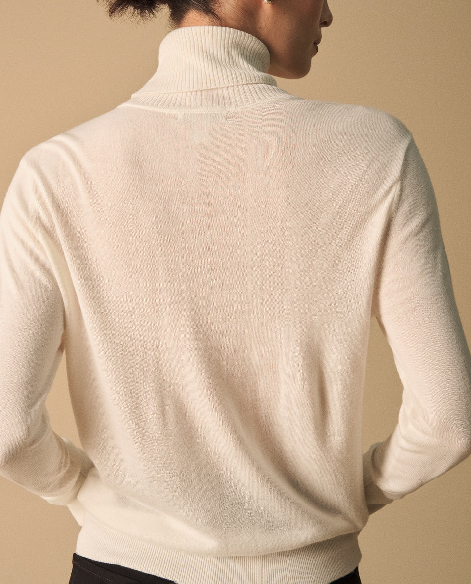 Buzo tejido de cuello alto para mujer - Crudo 34_160G914_CRU110602_4