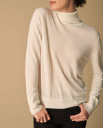Buzo tejido de cuello alto para mujer - Crudo