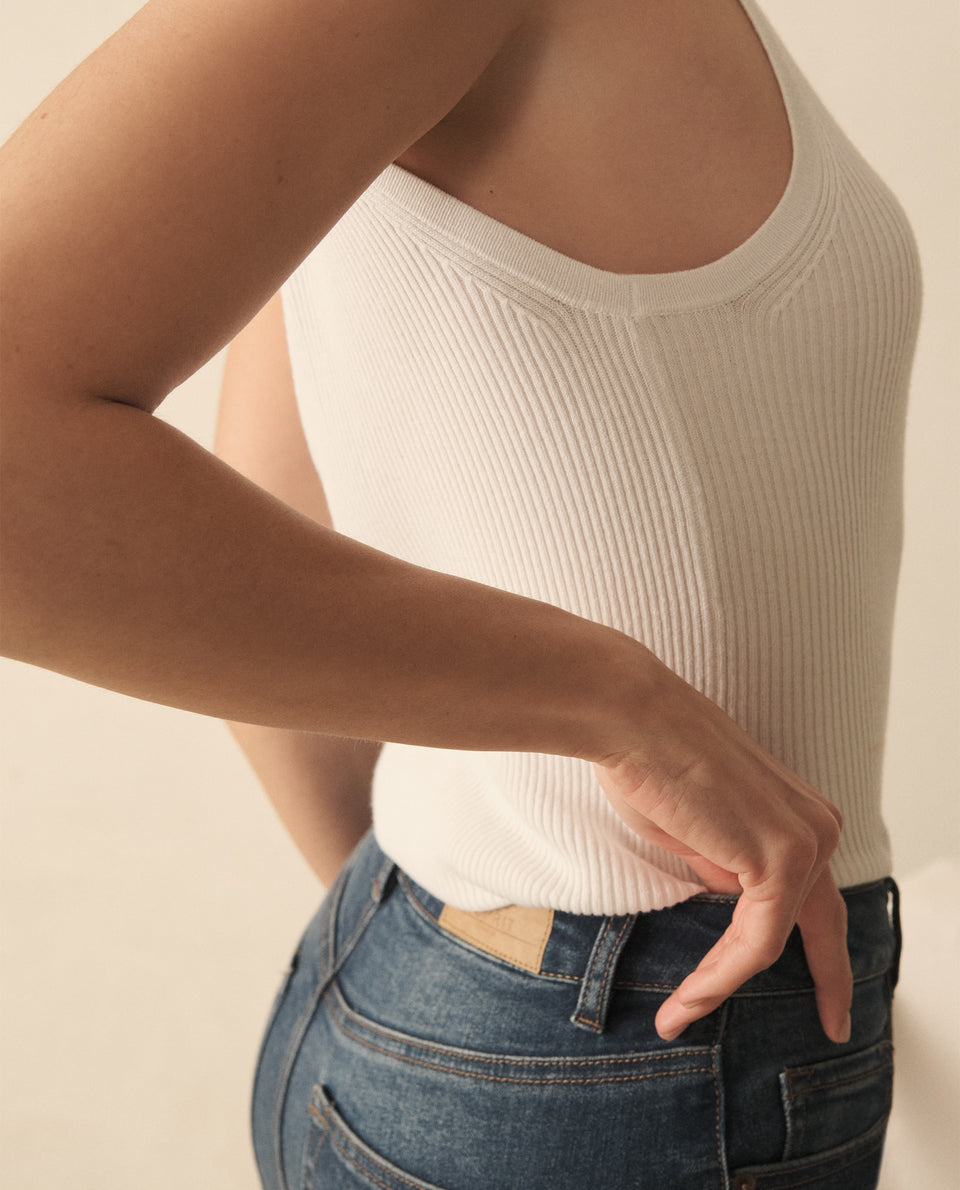 Camiseta tejida manga sisa para mujer - Crudo 34_160G916_CRU111001_6