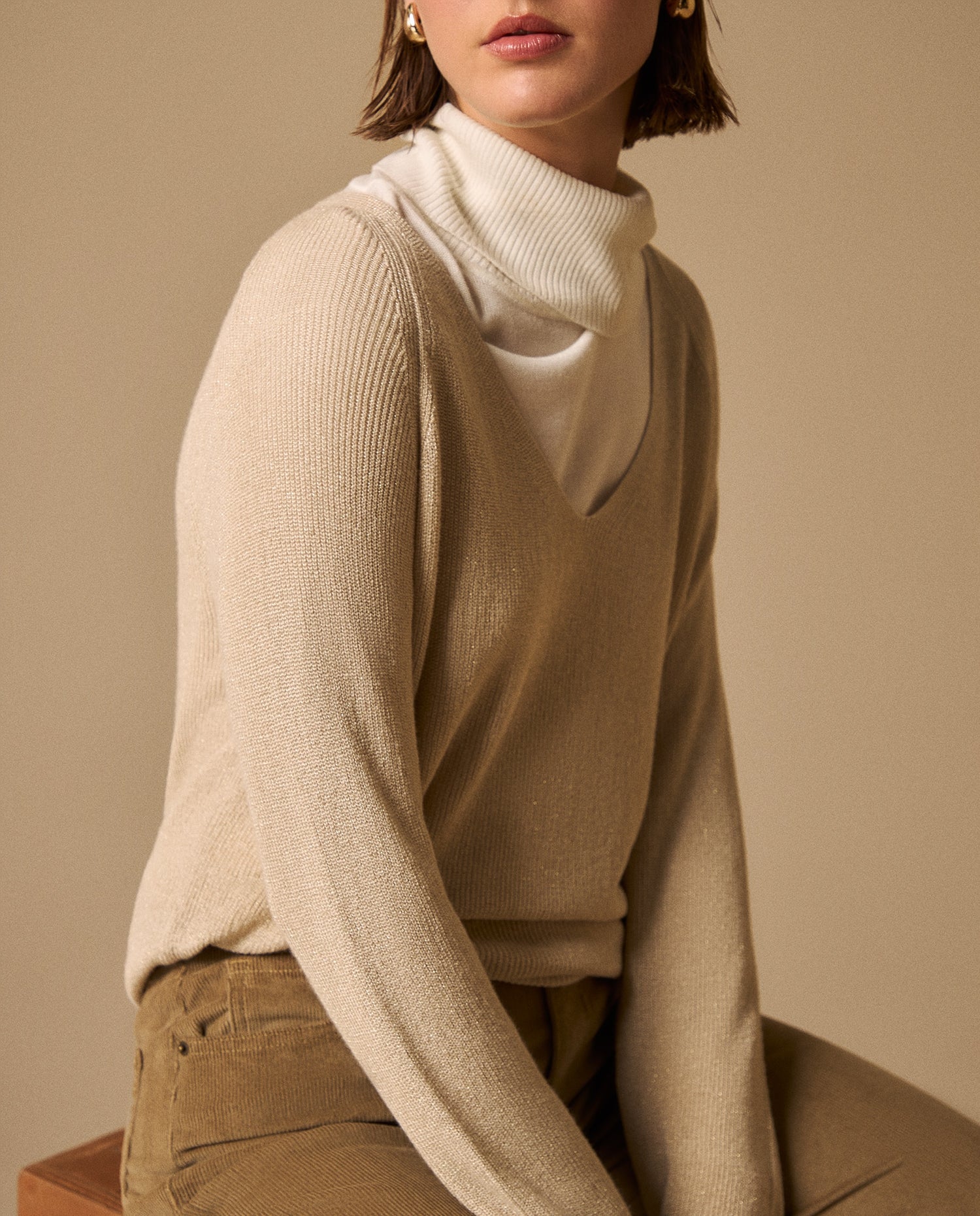 Suéter con Brillo Discreto - Beige